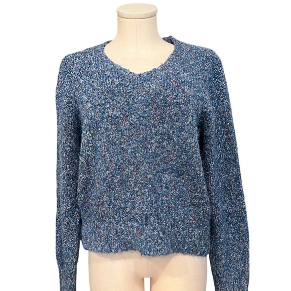 ROYAL ROBBINS v neck blue melange sweater - Picture 1 of 11